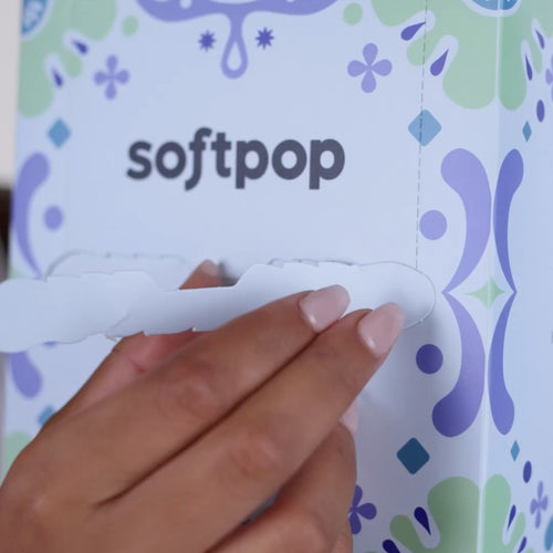 Towel coming out of the softpop box